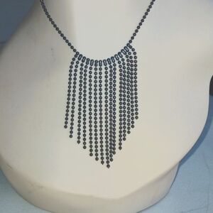 Robert Rose Fringe Style Bib Necklace Gunmetal Adjustable
